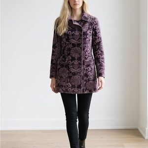 Free People Purple Patterned Pea Coat